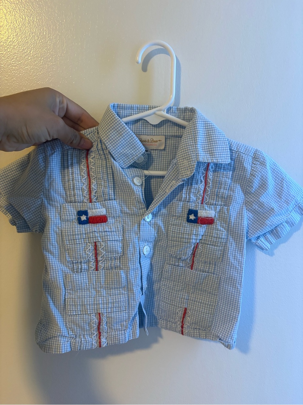 Baby Boys Texas Flag Gingham Button-Up